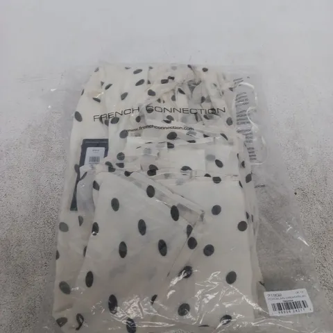 FRENCH CONNECTION PORCELAIN CREAM/BLACK POLKA DOT DRESS – UK 12