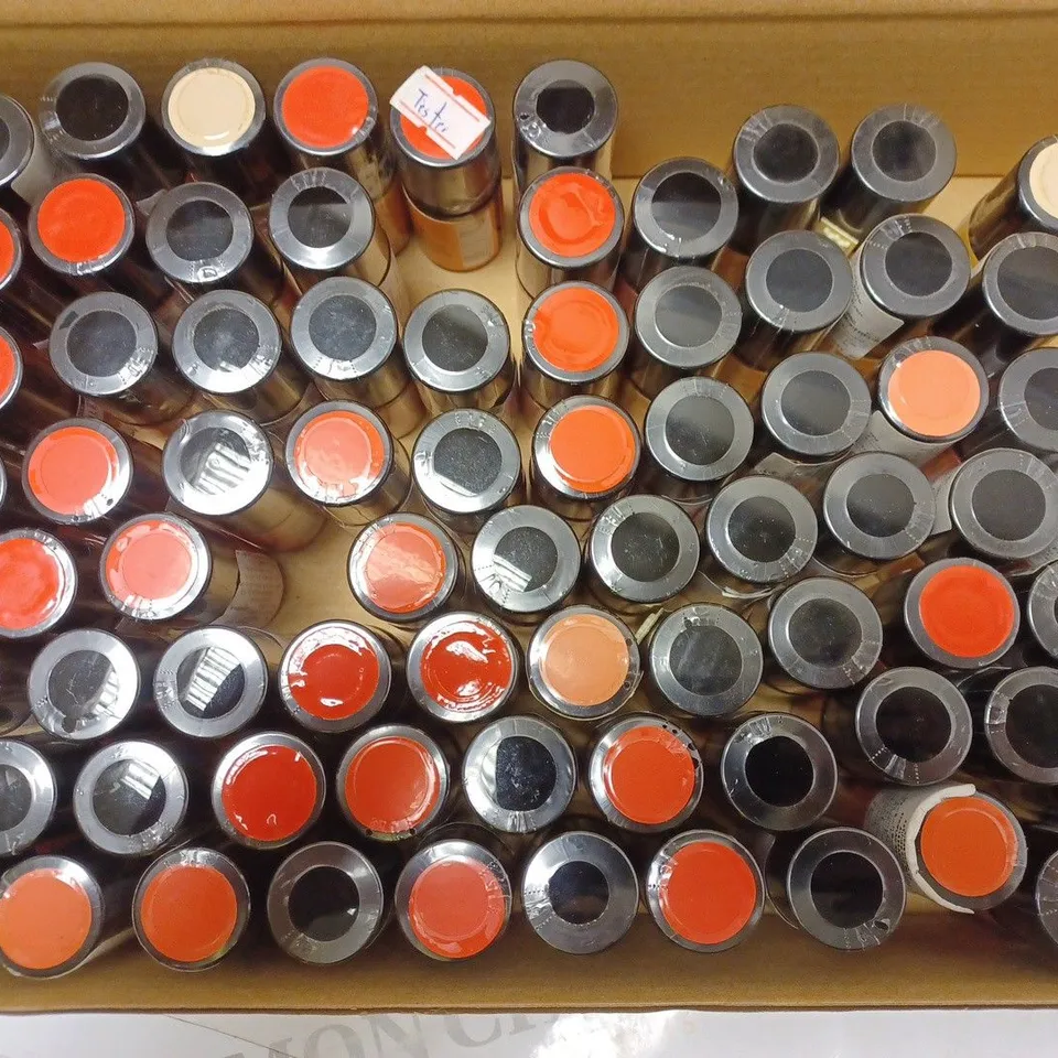 BOX OF APPROXIMATELY 75 X 8ML VIALS OF ALESSANDRO STRIPLAC NAIL POLISH IN CLASSIC RED