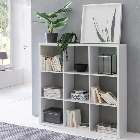 BOXED SCHAAF 112cm H X 112cm W SOLID WOOD GEOMETRIC BOOKCASE (1 BOX)