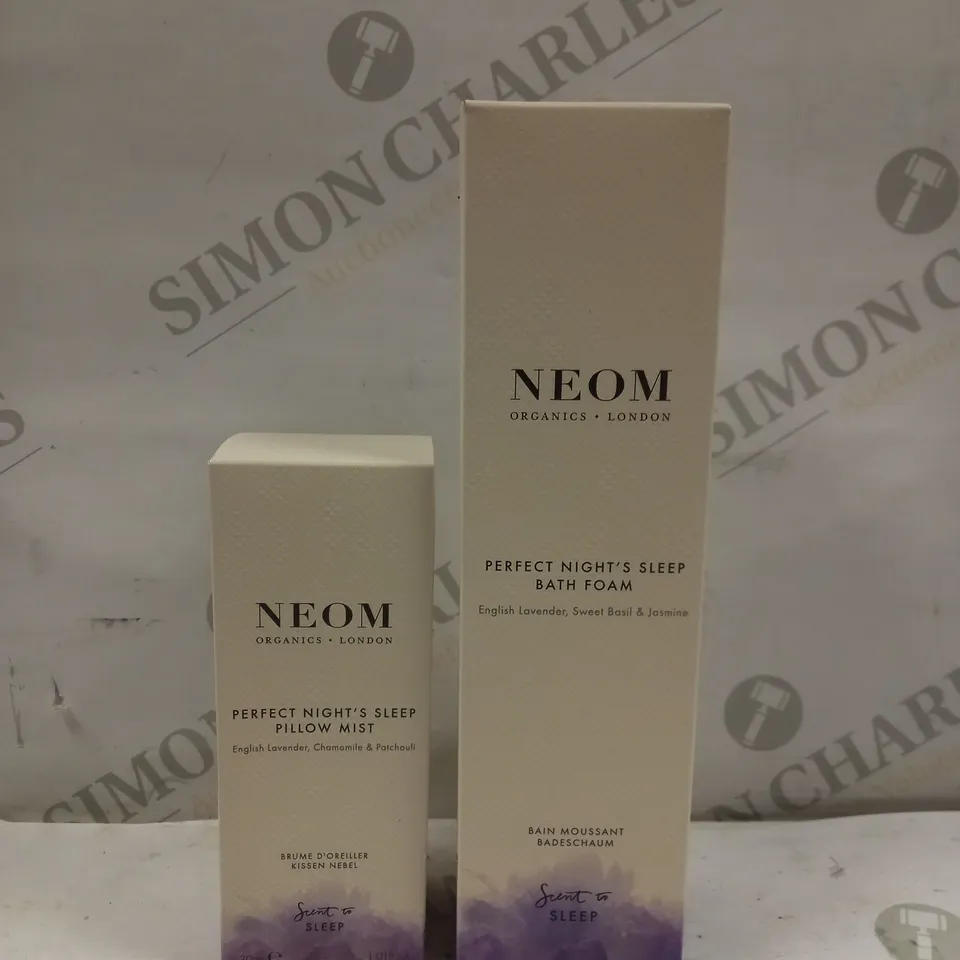 2 X NEOM ORGANIC LONDON PRODUCTS, INCLUDES BATH ROAM AND PILLOW MIST 