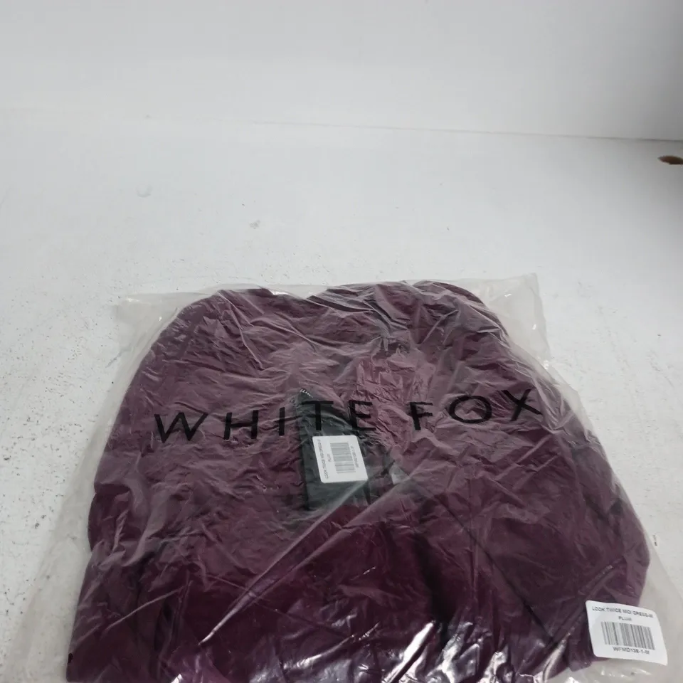 WHITE FOX LOOK TWICE MIDI DRESS – PLUM, UK SIZE M