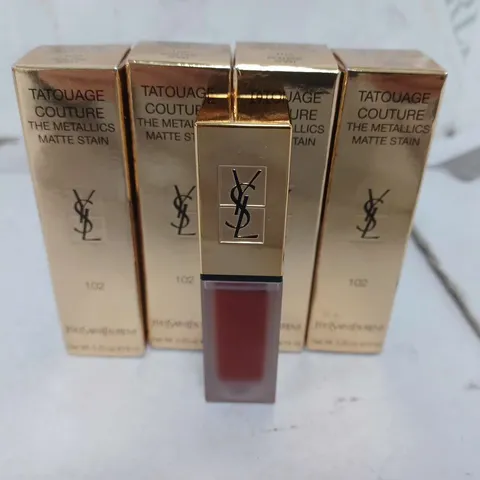 4 BOXED YVESSAINTLAURENT TATOUAGE COUTURE THE METALLICS 102 IRON PINK SPIRIT (4x6ml)