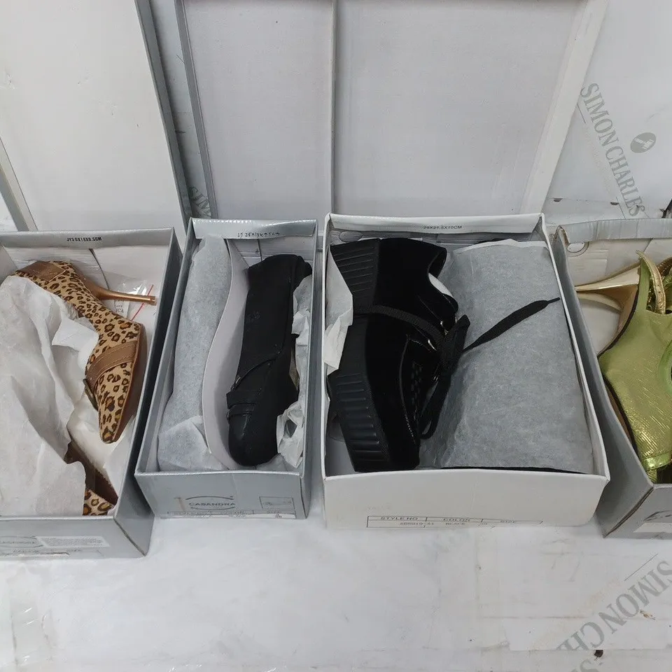 LARGE BOX OF APPROXIMATELY 10 ASSORTED BOXED SHOES TO INCLUDE BOOTS AND HEELS ETC.