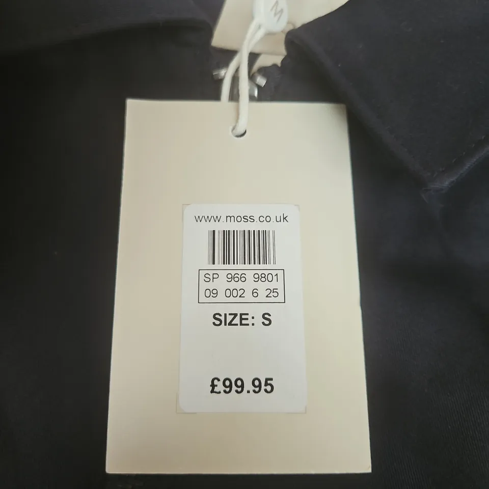 MOSS BLACK ZIP-FRONT JACKET, SIZE S 