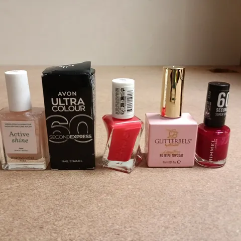 APPROXIMATELY 20 BOTTLES OF NAIL VARNISH TO INCLUDE RIMMEL, GLITTERBELS AND MANICURIST