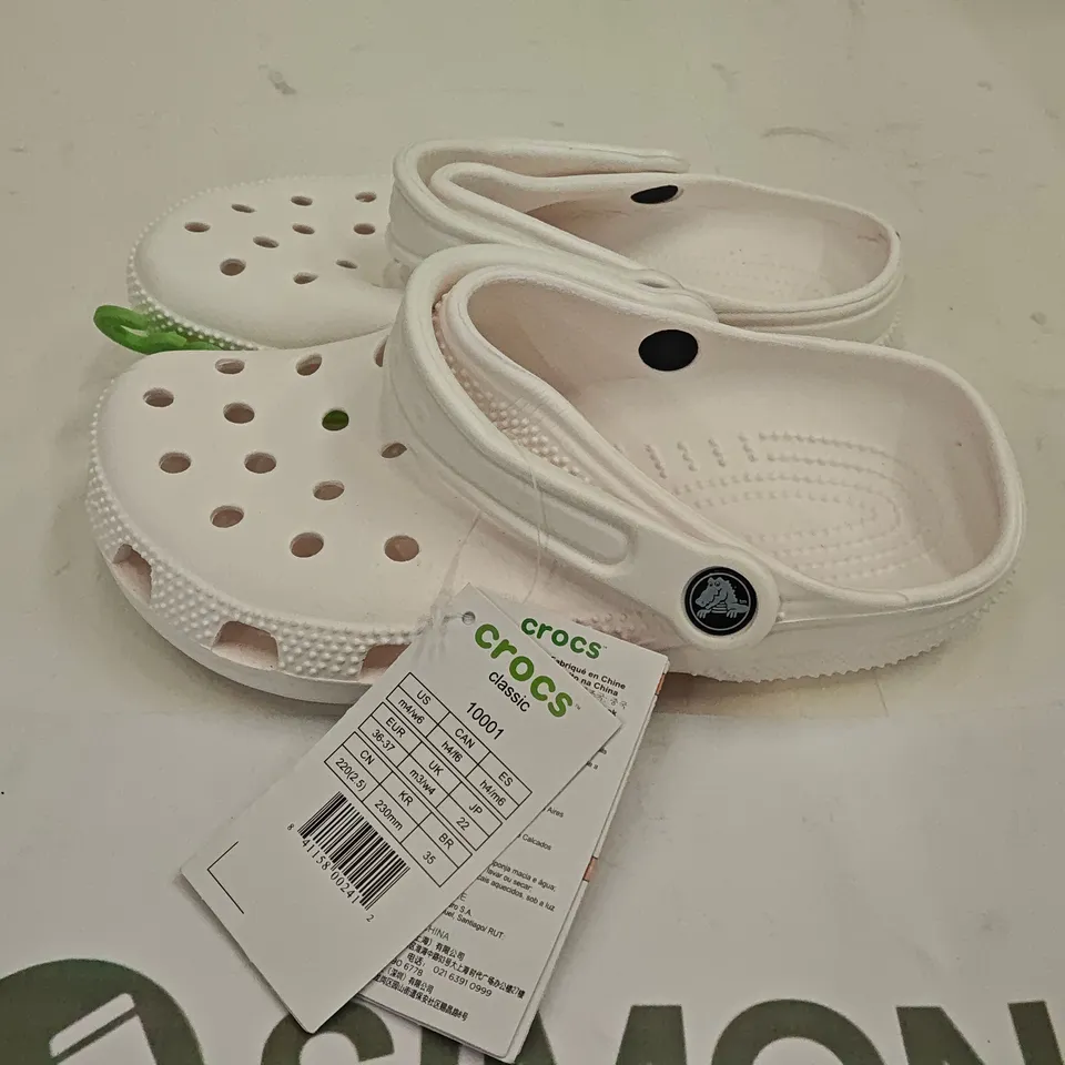CROCS CLASSIC SANDALS – WHITE, ROOMY FIT - EURO 36-37