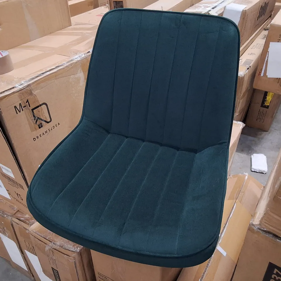 BOXED SET OF 2 DARK GREEN VELVET DINING CHAIRS 