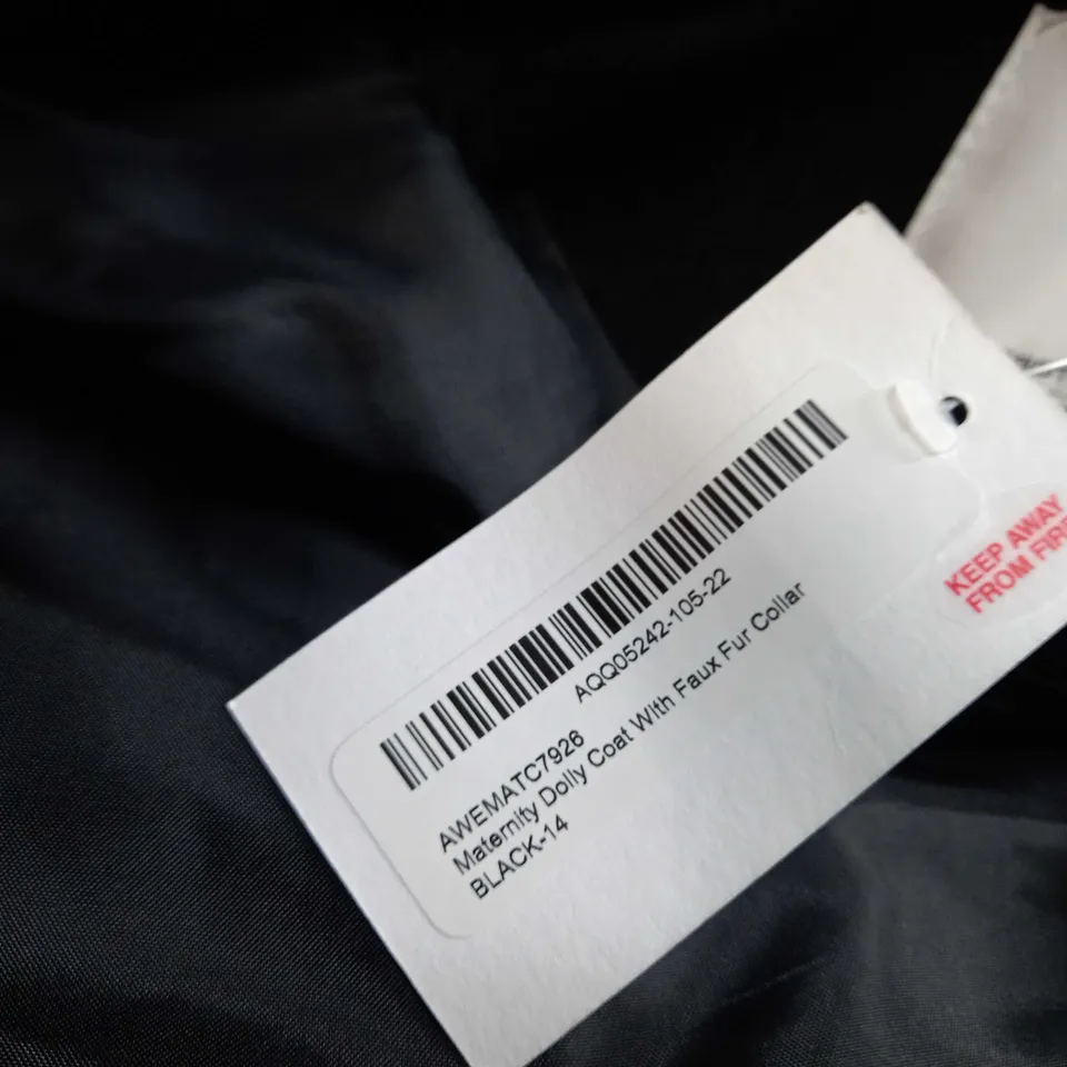 DOROTHY PERKINS BLACK MATERNITY DOLLY COAT - SIZE 14
