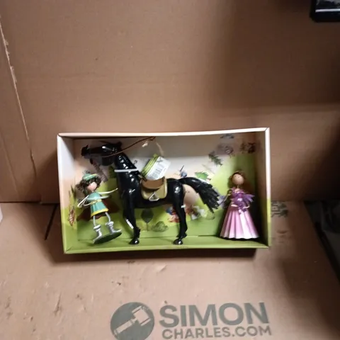 OLIVE & SAGE BOXED MINIATURE HORSE & PRINCESS FIGURINE SET