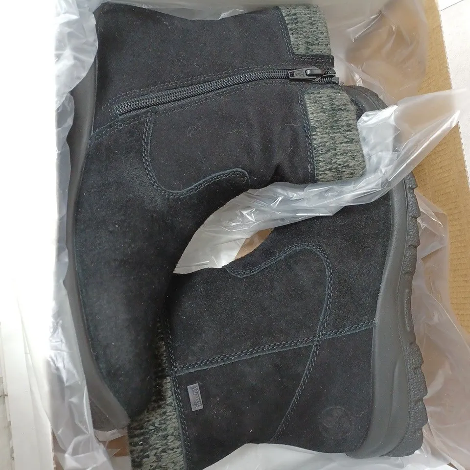 BOXED RIEKER ANTISTRESS WATER RESISTANT ANKLE BOOTS, BLACK - SIZE 6