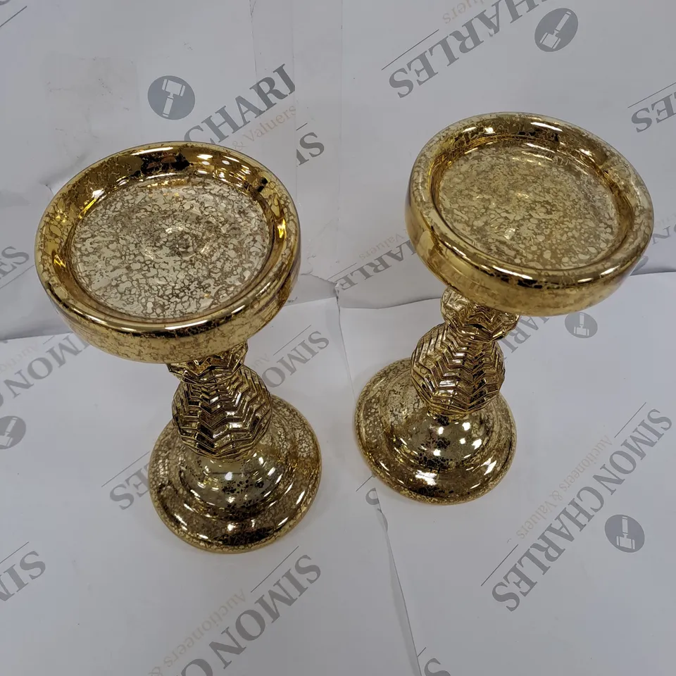 BOXED ALISON CORK PRE-LIT SET OF 2 MERCURY GLASS CANDLE HOLDERS