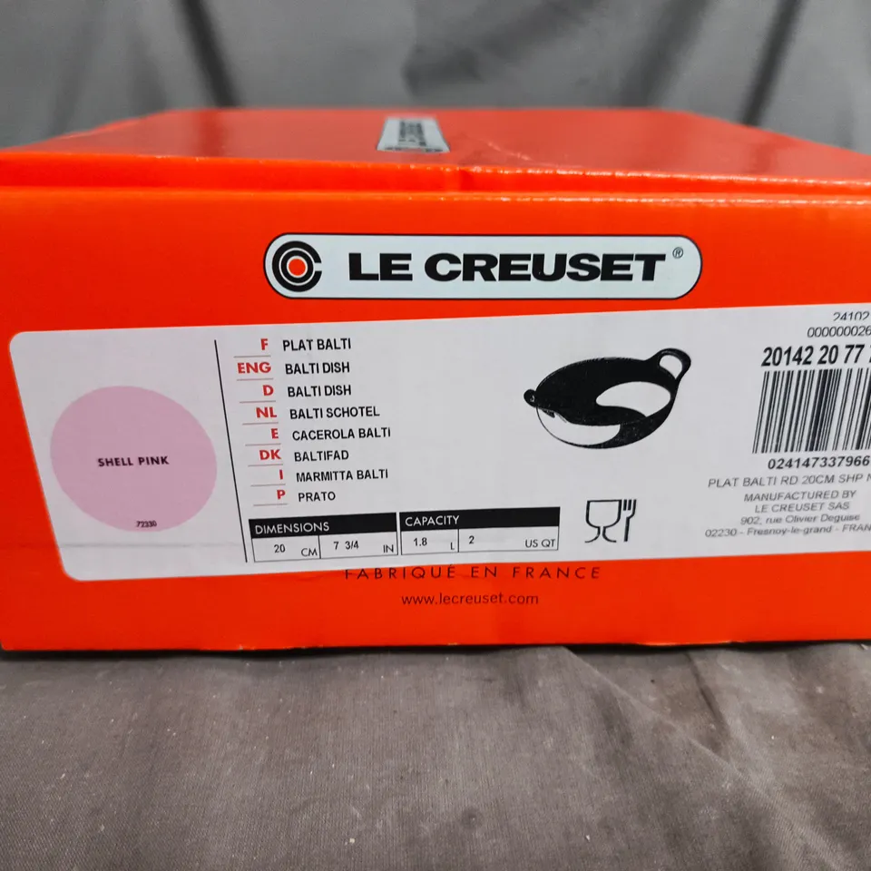 LE CREUSET BALTI DISH 20 CM – SHELL PINK (BOXED)