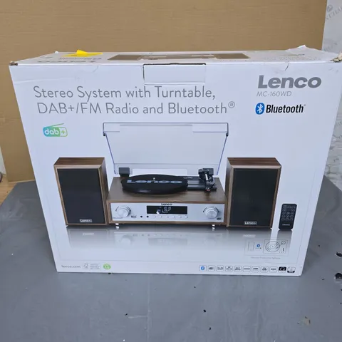 LENCO MC-160WD STEREO SYSTEM WITH TURNTABLE, BLUETOOTH & DAB+ FM – BOXED