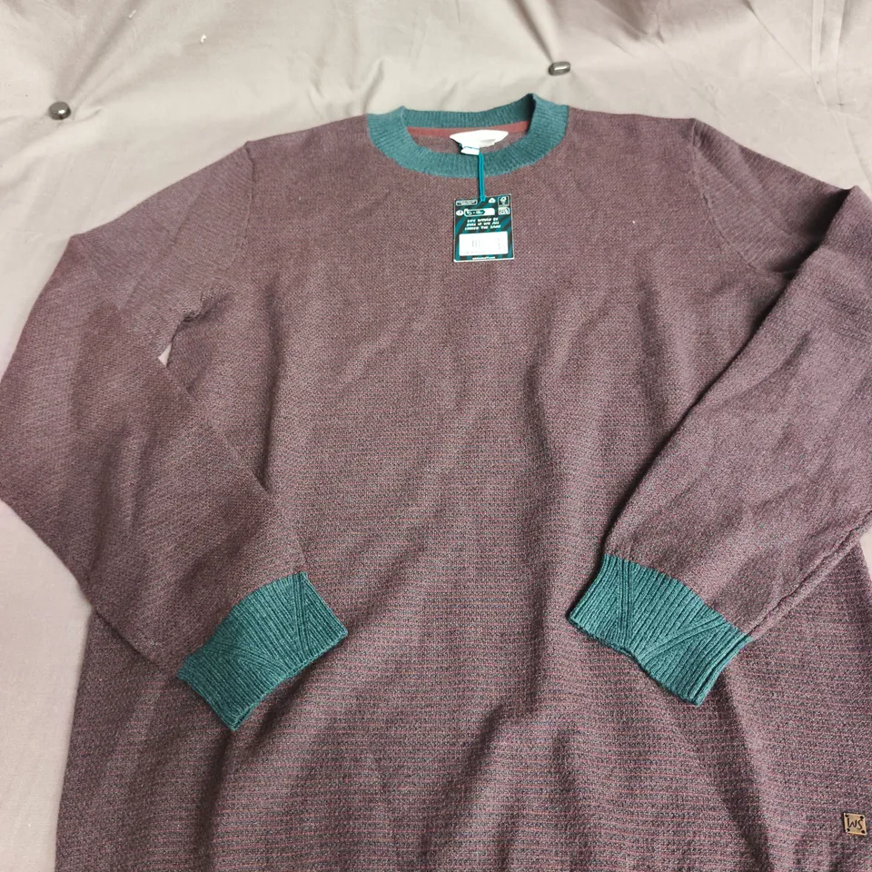 WHITE STUFF NEWPORT MERINO JACQUARD CREW – GREEN MARL – UK S