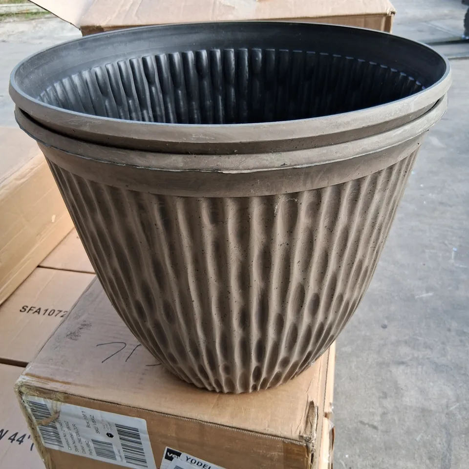 TWO GREY PLANTERS