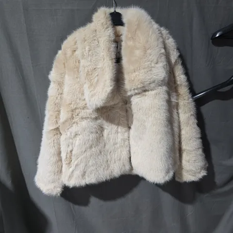 K-ZELL PARIS BEIGE VEGAN FUR COAT – WOMEN'S, SIZE L