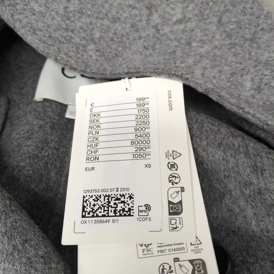 COS GREY BUTTONED COAT/JACKET XS