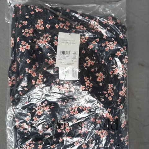 NOBODY'S CHILD LARA MIDI DRESS IN BLACK W. FLORAL PRINT SIZE 12