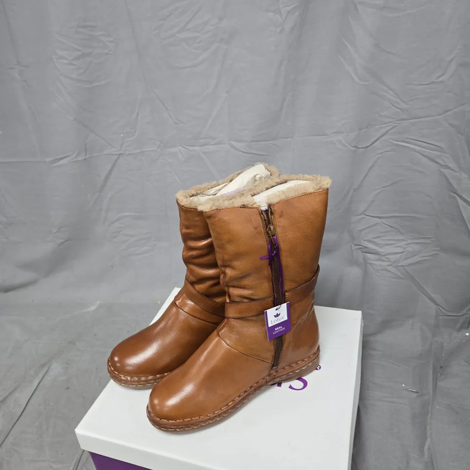 LOTUS TAN LEATHER BOOTS – WOMEN'S, UK 6 (EU 39)
