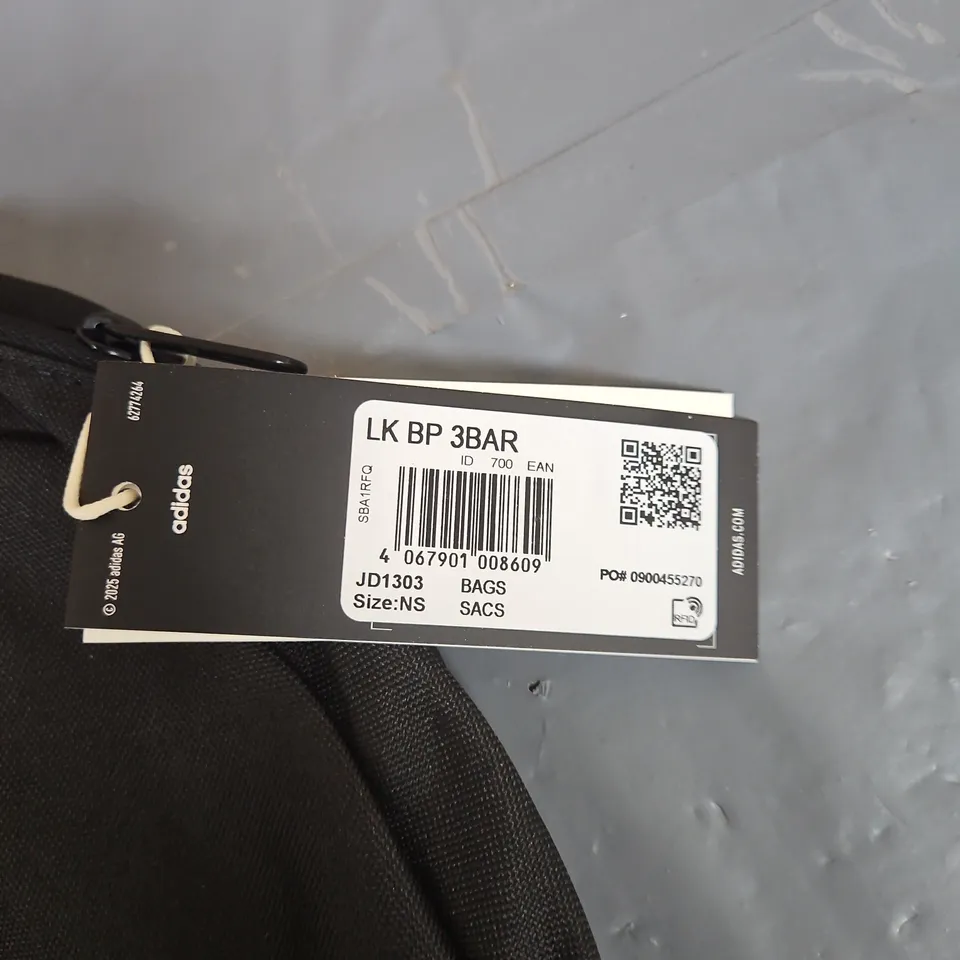 ADIDAS BLACK BACKPACK WITH WHITE LOGO