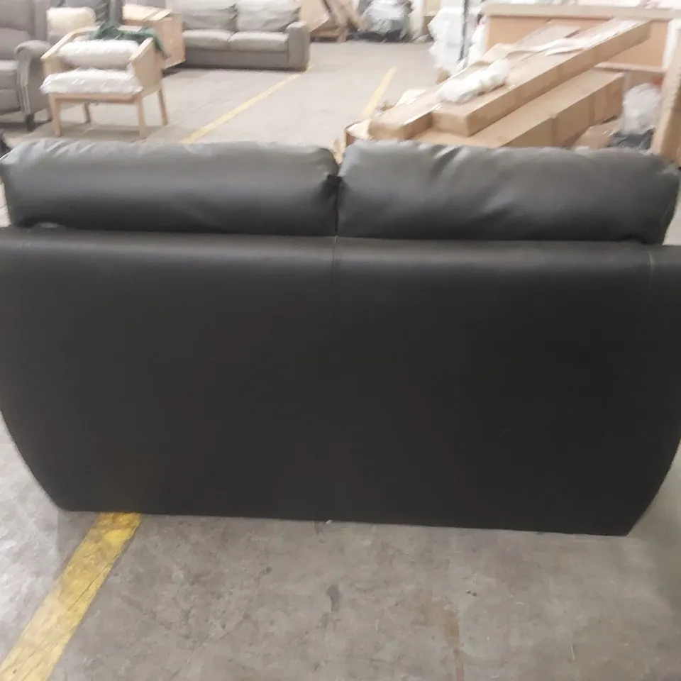 QUALITY DESIGNER 2 SEATER FAUX LEATHER SOFA - BLACK 