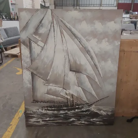 LARGE WRAPPED CANVAS SAIL BOAT PAINTING