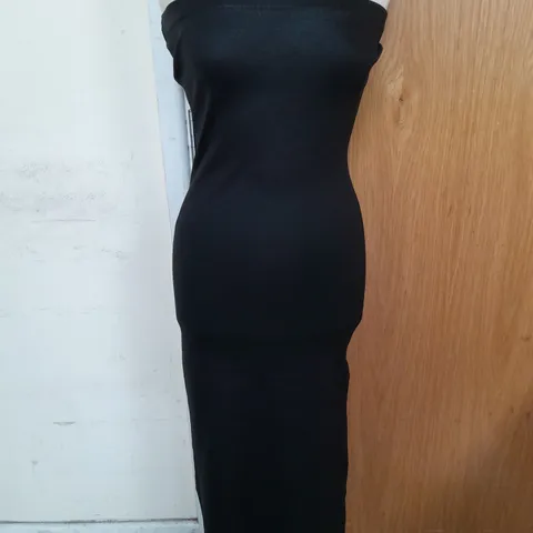 ZARA STRAPLESS RIBBED BODYCON MAXI DRESS IN BLACK SIZE L
