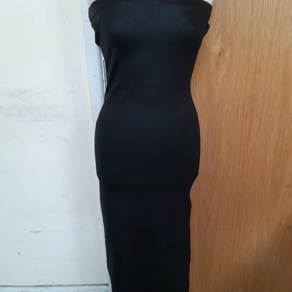 ZARA STRAPLESS RIBBED BODYCON MAXI DRESS IN BLACK SIZE L