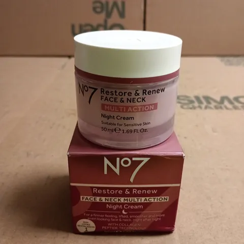 NO7 RESTORE & RENEW NIGHT CREAM FOR FACE & NECK – 50ML – BOXED