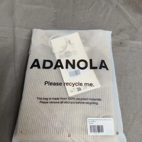 ADANOLA WAFFLE RAGLAN SHORT SLEEVE TOP – PISTACHIO GREEN, UK L 