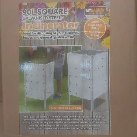 BRAND NEW BOXED MYGARDEN 90L SQUARE GALVANISED STEEL INCINERATOR
