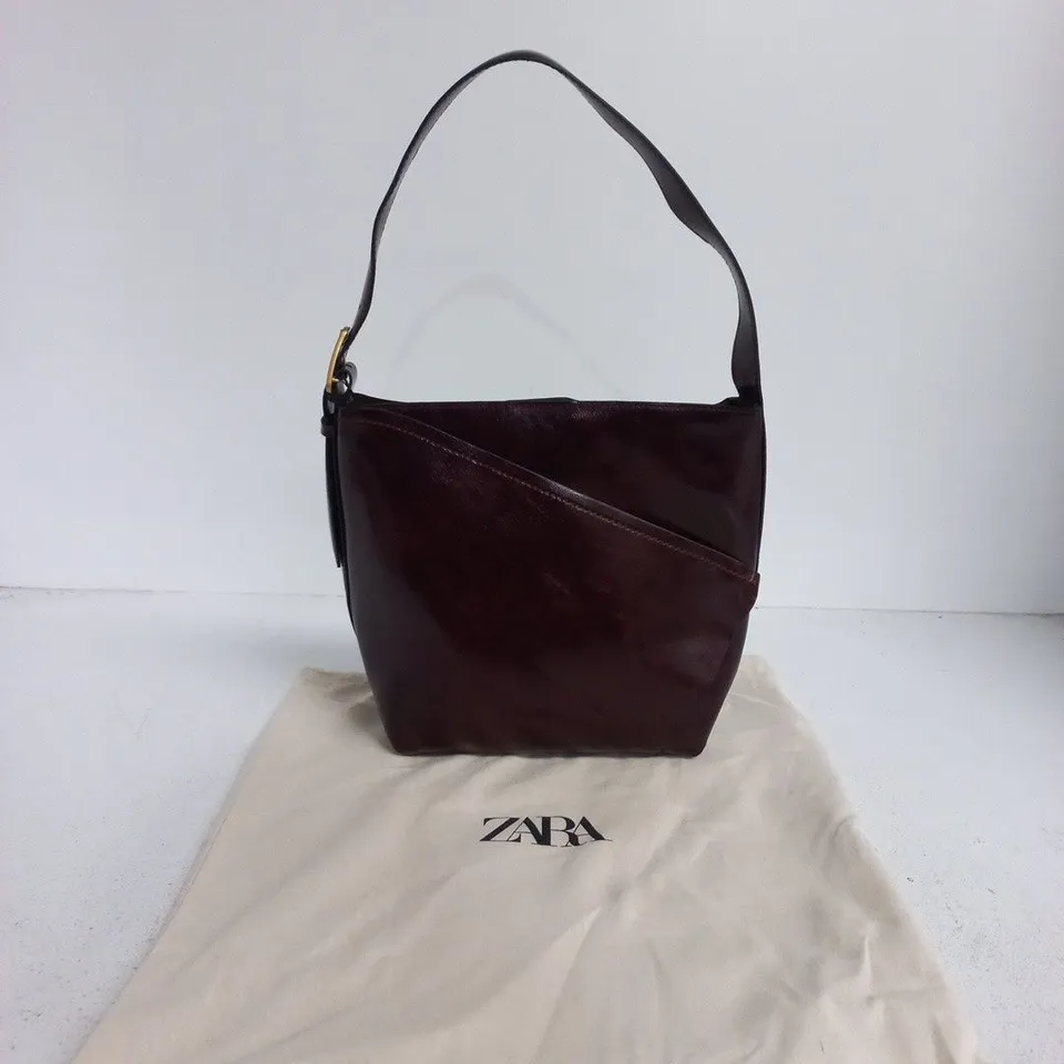 ZARA LEATHER SHOULDER BAG – DARK BROWN (WOMAN)