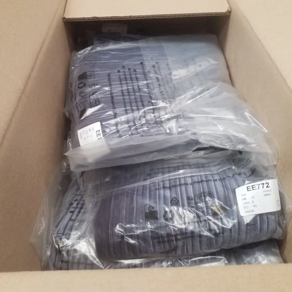 BOX CONTAINING APPROXIMATELY 20 BRAND NEW JD WILLIAMS GREY VELVET WIDE LEG TROUSERS - SIZE 10