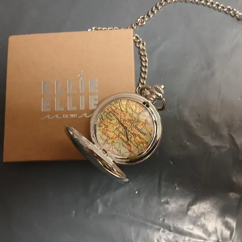 ELLE POCKET WATCH WITH MAP DIAL AND CHAIN – BOXED