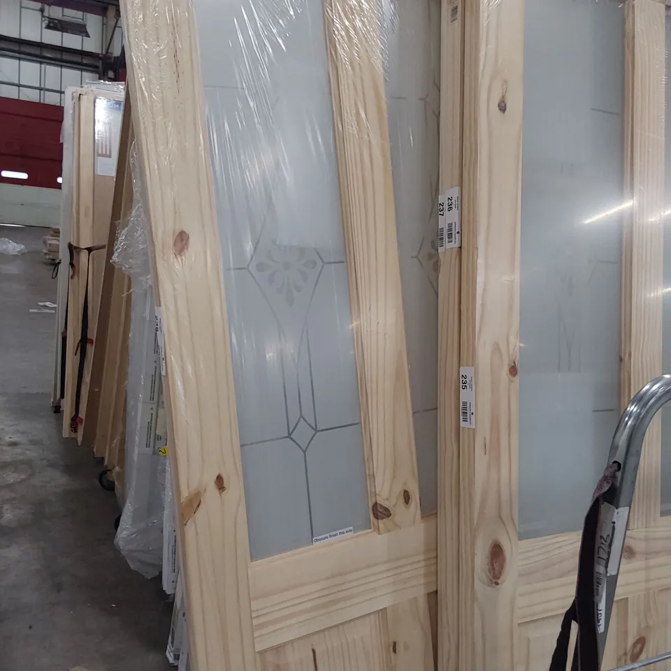 KNOTTY PINE 4 PANEL HALF OPAQUE GLAZED DOOR 762 × 1981mm