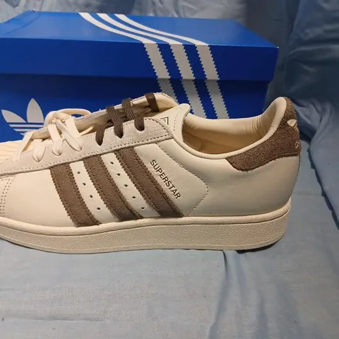 ADIDAS SUPERSTAR II W WOMEN'S SNEAKERS – UK 7 (US 8.5, EU 40 2/3) WHITE WITH BROWN SUEDE STRIPES