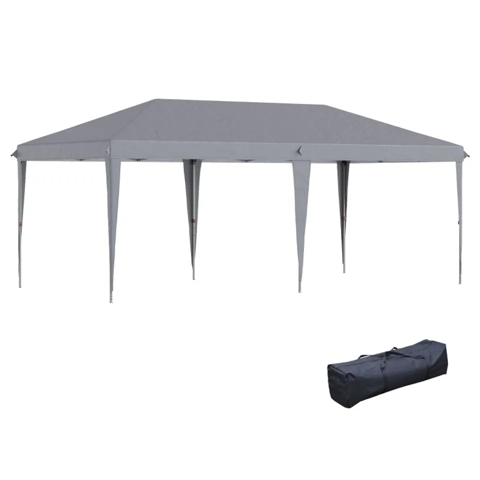 BOXED OUTSUNNY POP UP GAZEBO 3 X 6M, FOLDABLE CANOPY TENT, HEIGHT ADJUSTABLE WEDDING AWNING CANOPY W/ CARRYING BAG, GREY (1 BOX)
