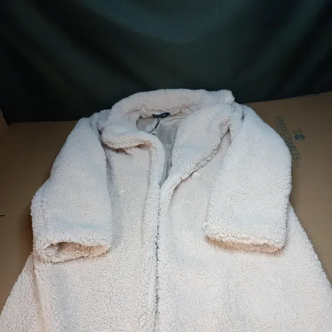 CREAM PREMIUM LONGLINE BORG COAT SIZE 10
