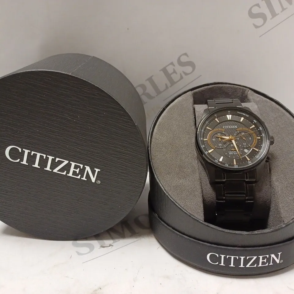 BOXED CITIZEN BLACK 0520-S122449TACHYMETER WATCH 