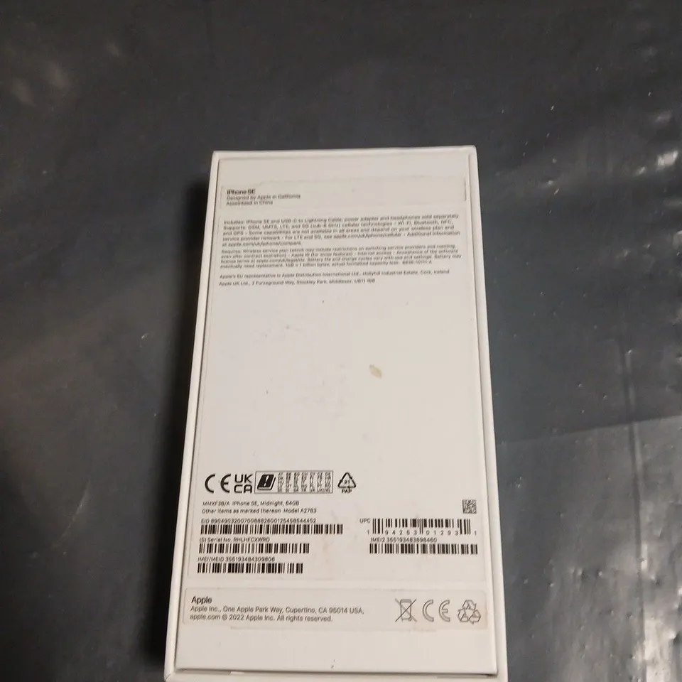 APPLE IPHONE SE – BLACK, HANDSET WITH ORIGINAL BOX 