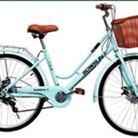BRAND NEW BOXED CITY BIKE WOMAN BICYCLE 26''WHEEL LOW FRAME LADIES CYCLE ICE BLUE MULTIPLE SPEED