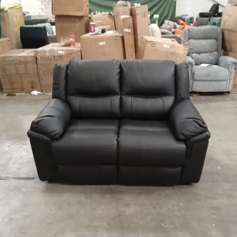 ALBION LUXURY FAUX LEATHER HIGH BACK 2 SEATER SOFA - BLACK