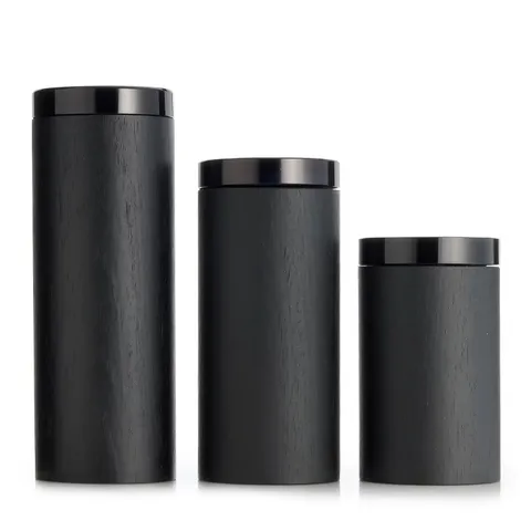K BY KELLY HOPPEN SET OF 3 WOODEN CANDLE HOLDERS