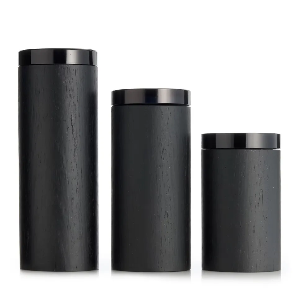K BY KELLY HOPPEN SET OF 3 WOODEN CANDLE HOLDERS