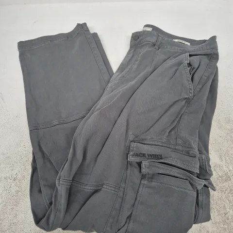 JACK WILLS GREY CARGO-STYLE TROUSERS - SIZE 34