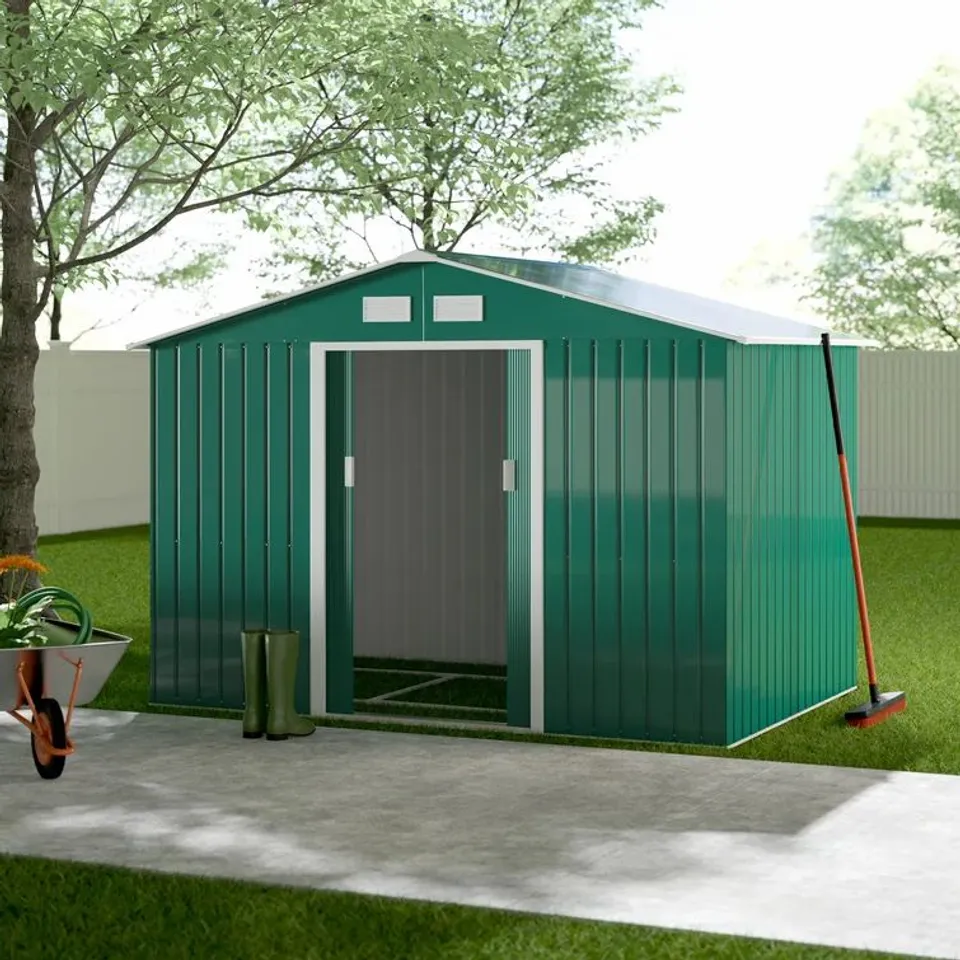 9 FT. W X 6FT D METAL GARDEN SHED COLOUR (SIDIN