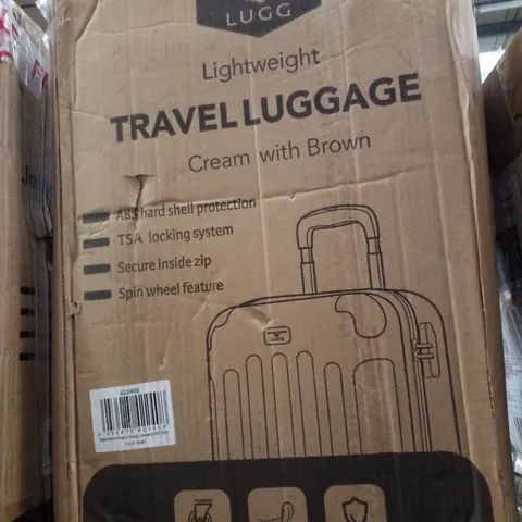 BOXED LUGG LIGHTWEIGHT TRAVEL LUGGAGE - CREAM WITH BROWN 