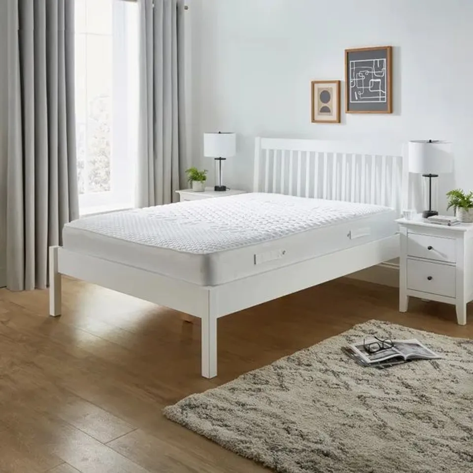 BOXED LYNTON KING SIZE BED FRAME - WHITE (2 BOXES)