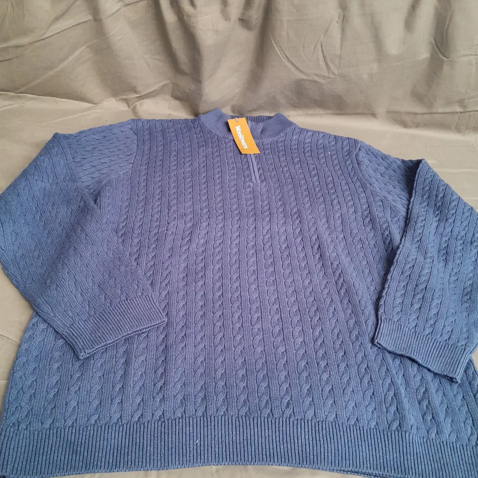 WOOLOVERS ZIP NECK CABLE JUMPER SIZE XXL