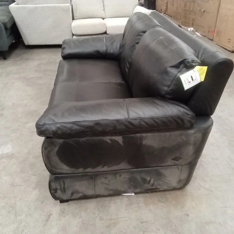 MARLOW ITALIAN LEATHER 2 SEATER SOFA - BLACK RRP £1299